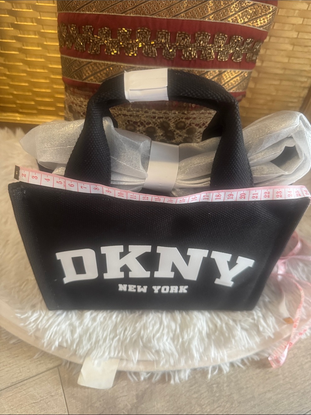 DKNY Black and White Logo Small Tote